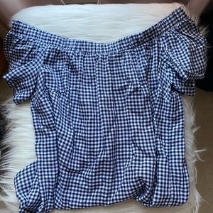 GINGHAM OFF THE SHOULDER TOP